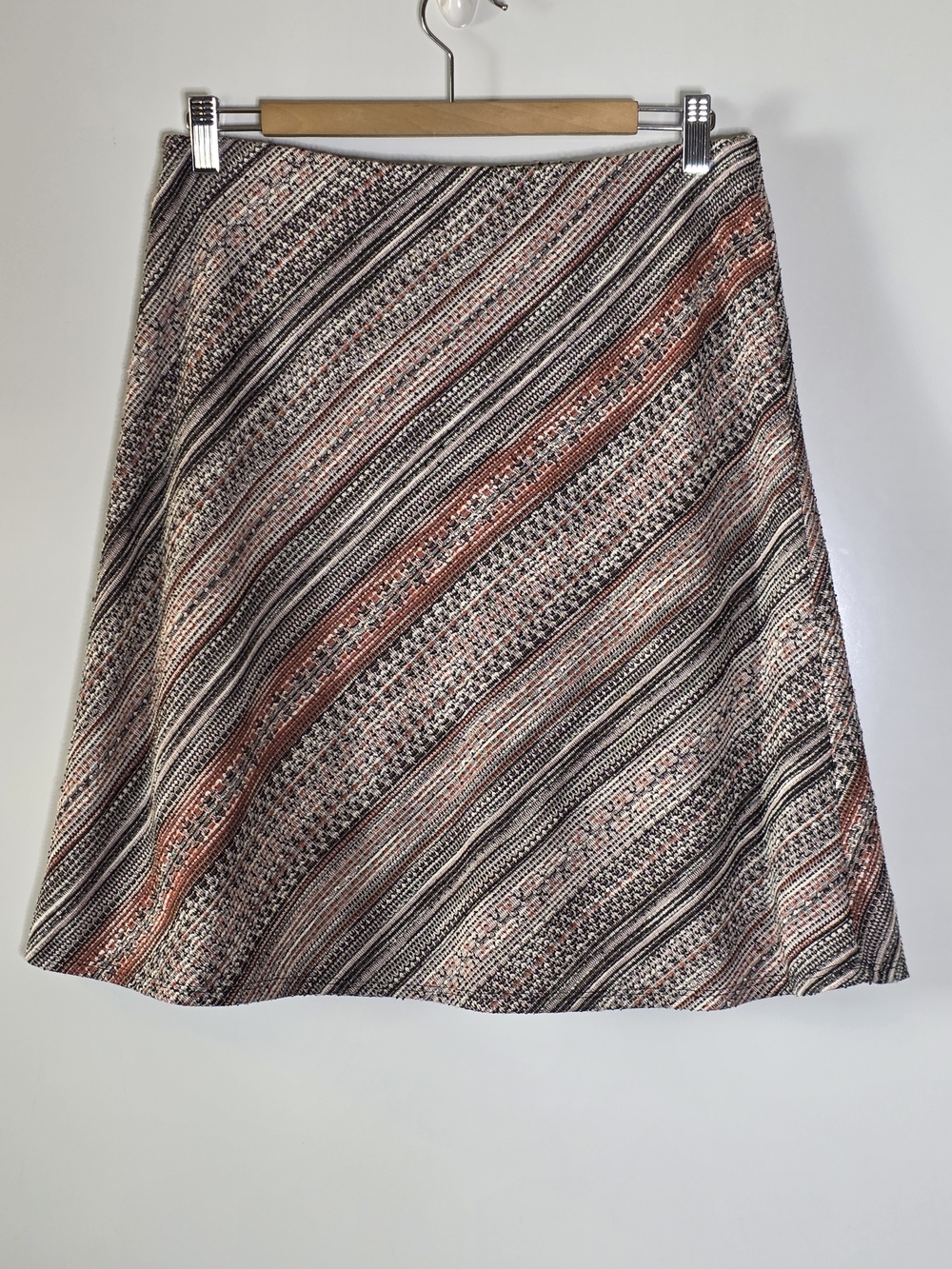 Margaret M Woven Diagonal Stripe A-Line Skirt multicolor elastic waist Size Med